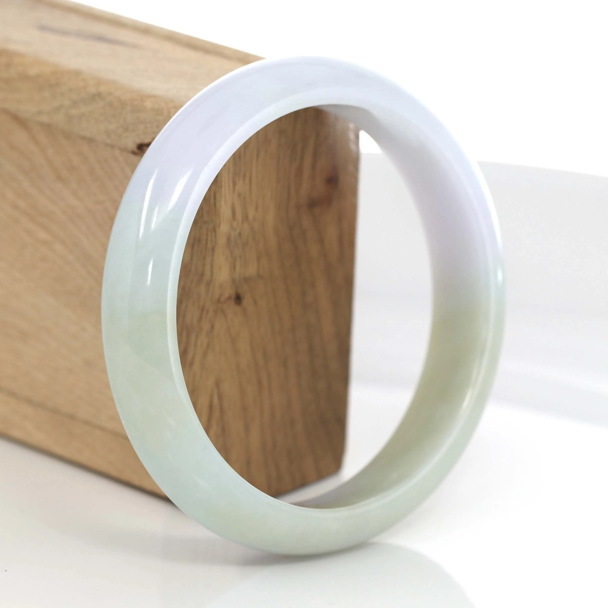"Princess Half Round" Burmese Yellow- Lavender Jadeite Jade Bangle Bracelet (63.13 mm) #641