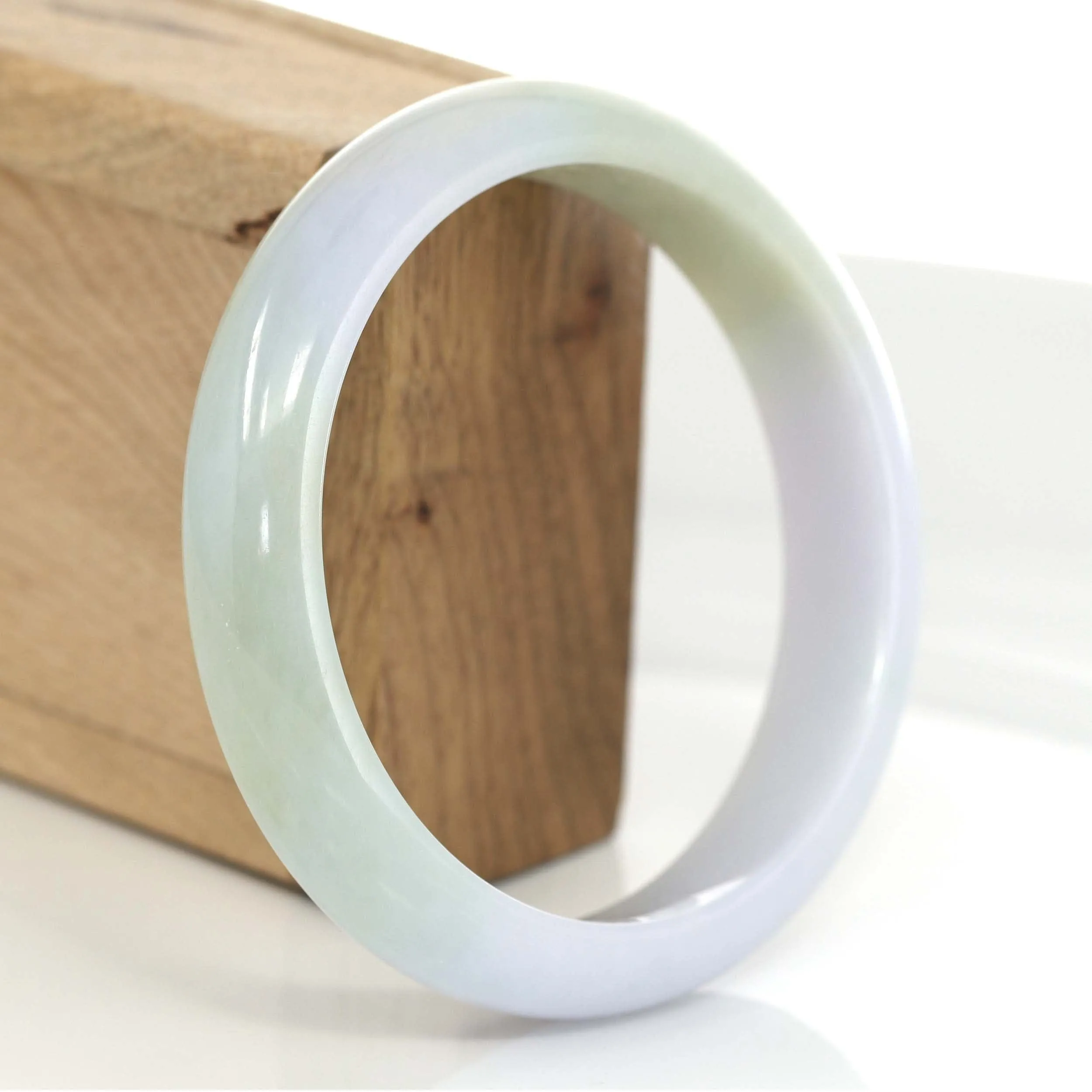 "Princess Half Round" Burmese Yellow- Lavender Jadeite Jade Bangle Bracelet (63.13 mm) #641