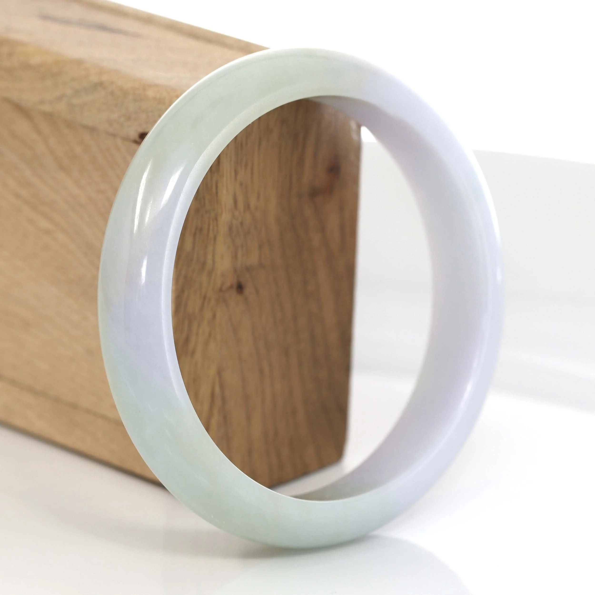 "Princess Half Round" Burmese Yellow- Lavender Jadeite Jade Bangle Bracelet (63.13 mm) #641
