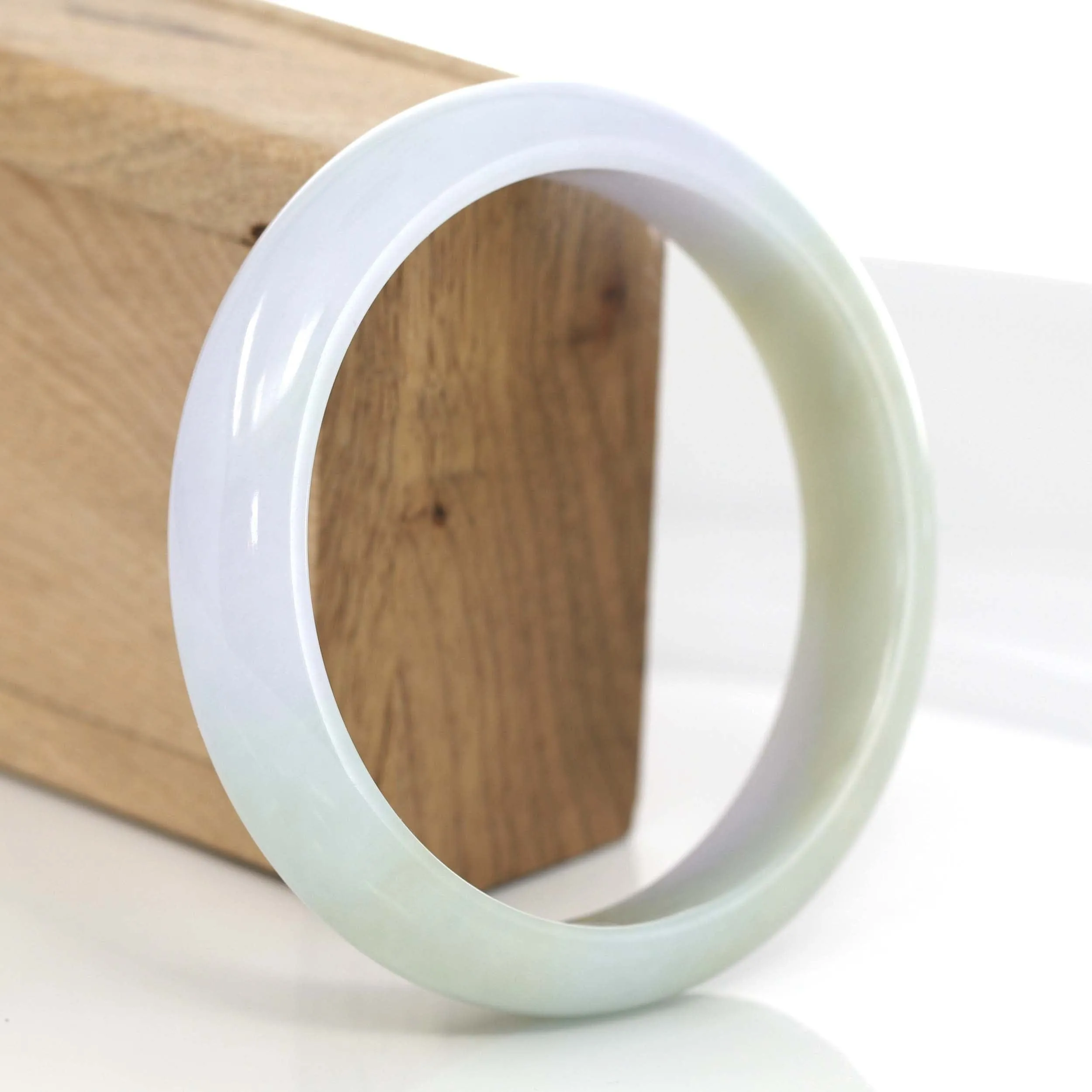 "Princess Half Round" Burmese Yellow- Lavender Jadeite Jade Bangle Bracelet (63.13 mm) #641