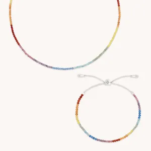 Rainbow Gemstone Junior Gift Set in 9k White Gold