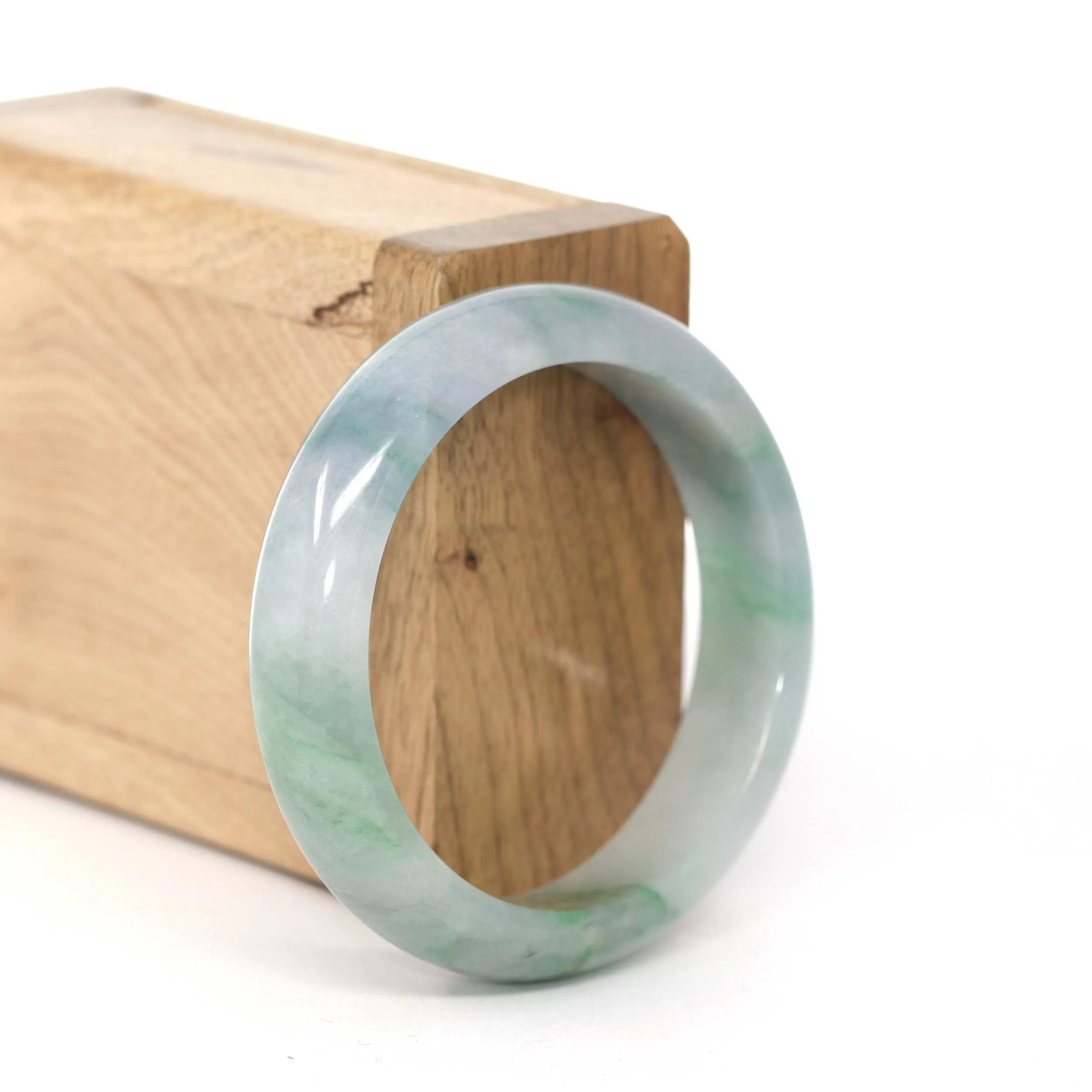 RealJade® Co. "Classic Bangle" Blue Green Natural Burmese Jadeite Jade Bangle ( 52.61 mm )  #245
