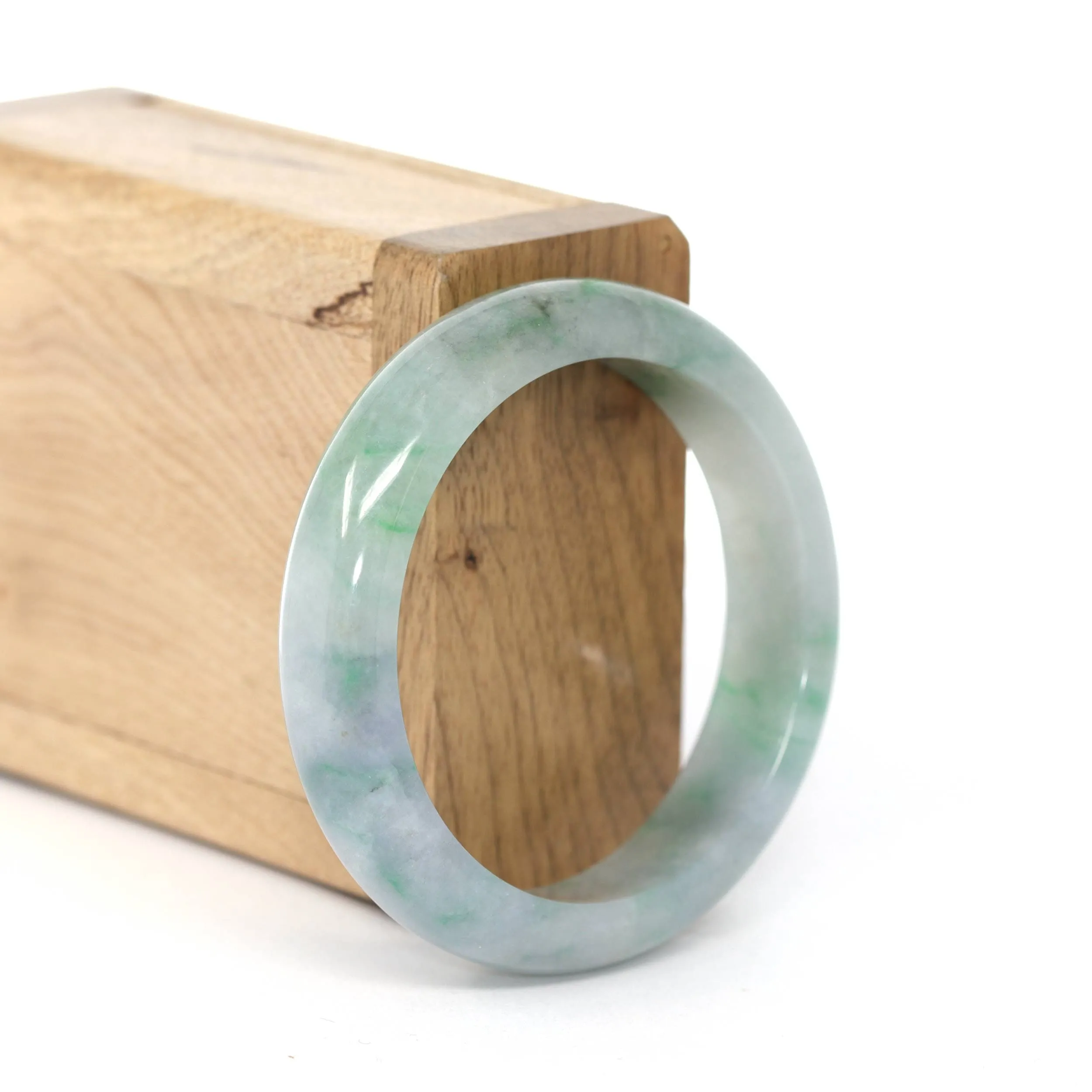 RealJade® Co. "Classic Bangle" Blue Green Natural Burmese Jadeite Jade Bangle ( 52.61 mm )  #245