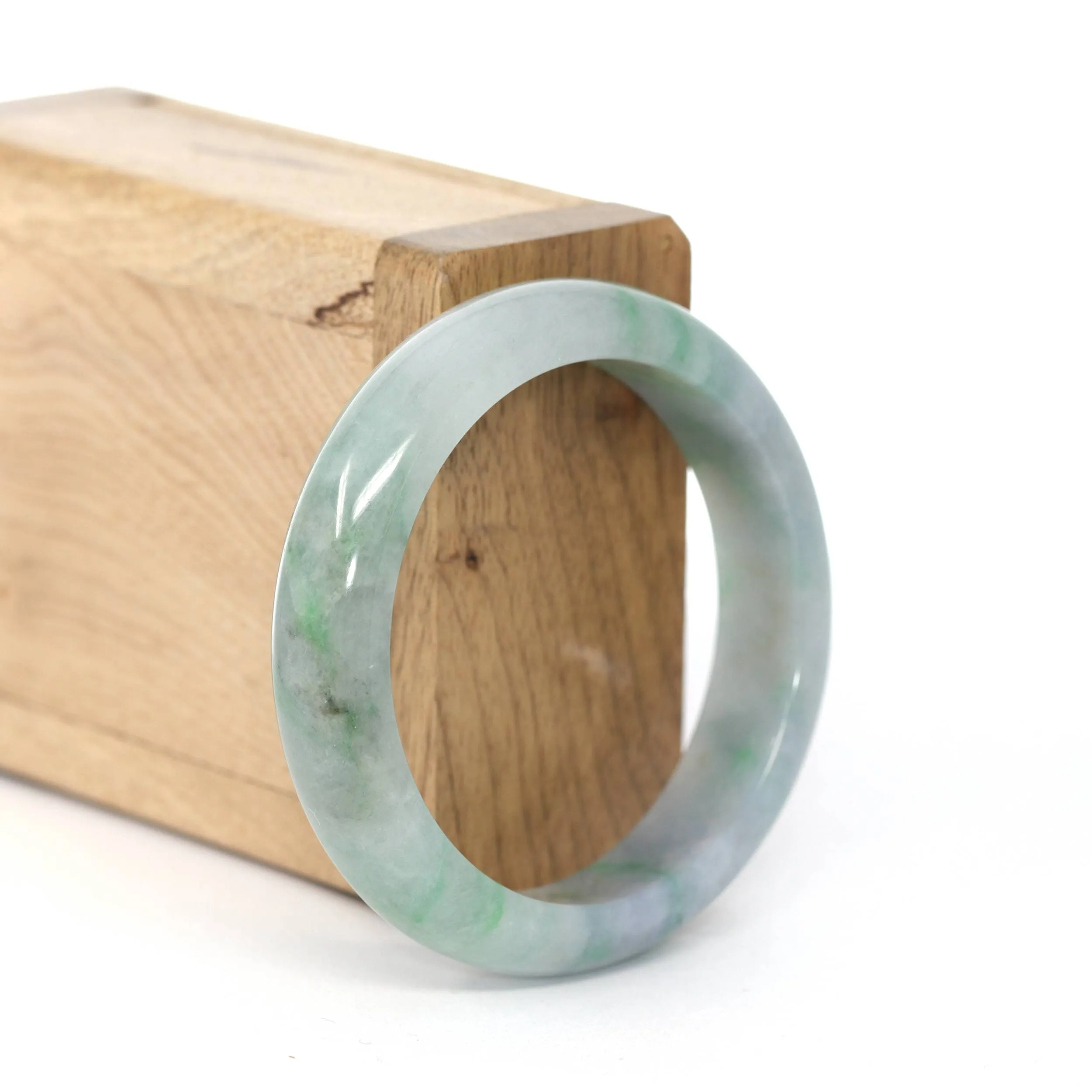 RealJade® Co. "Classic Bangle" Blue Green Natural Burmese Jadeite Jade Bangle ( 52.61 mm )  #245