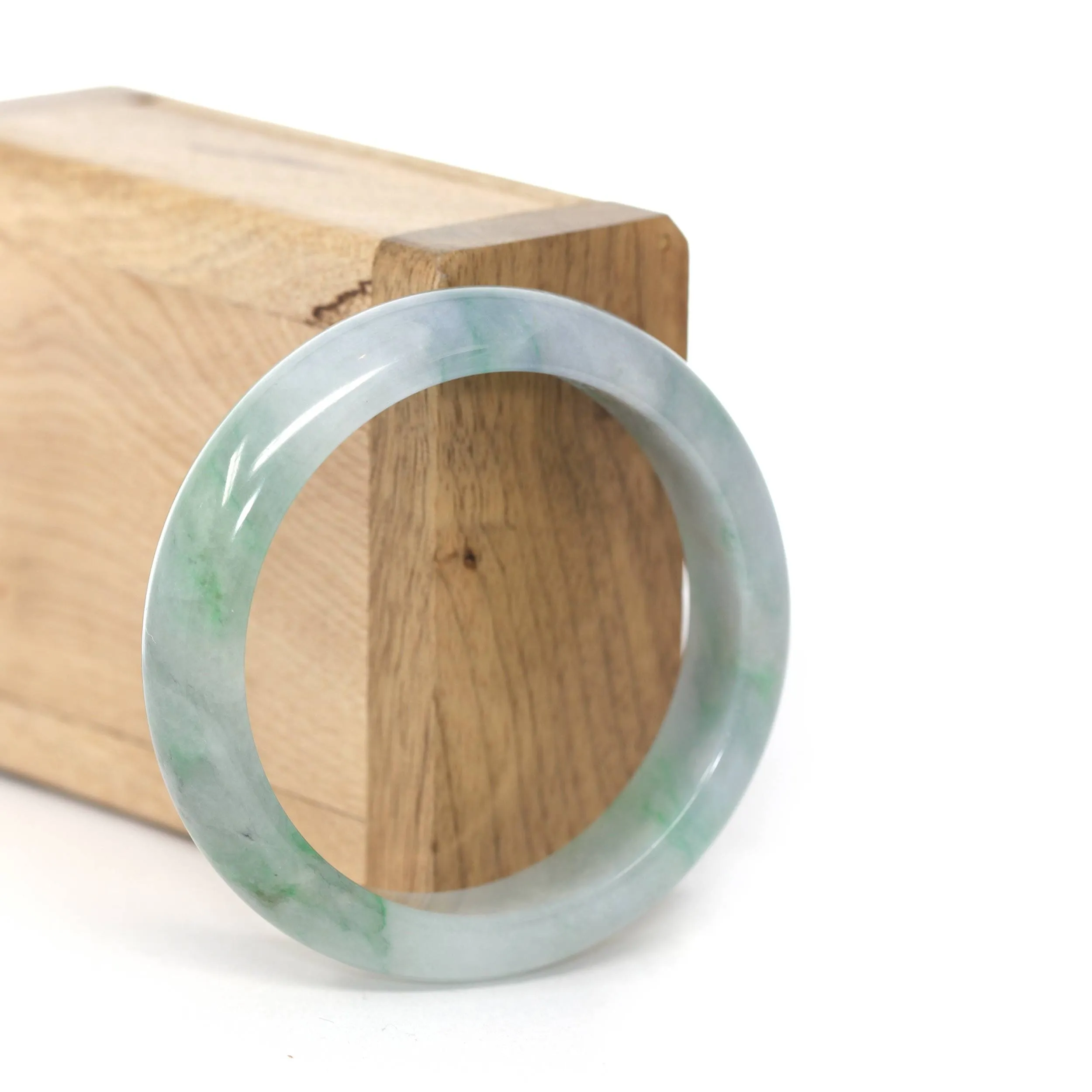 RealJade® Co. "Classic Bangle" Blue Green Natural Burmese Jadeite Jade Bangle ( 52.61 mm )  #245