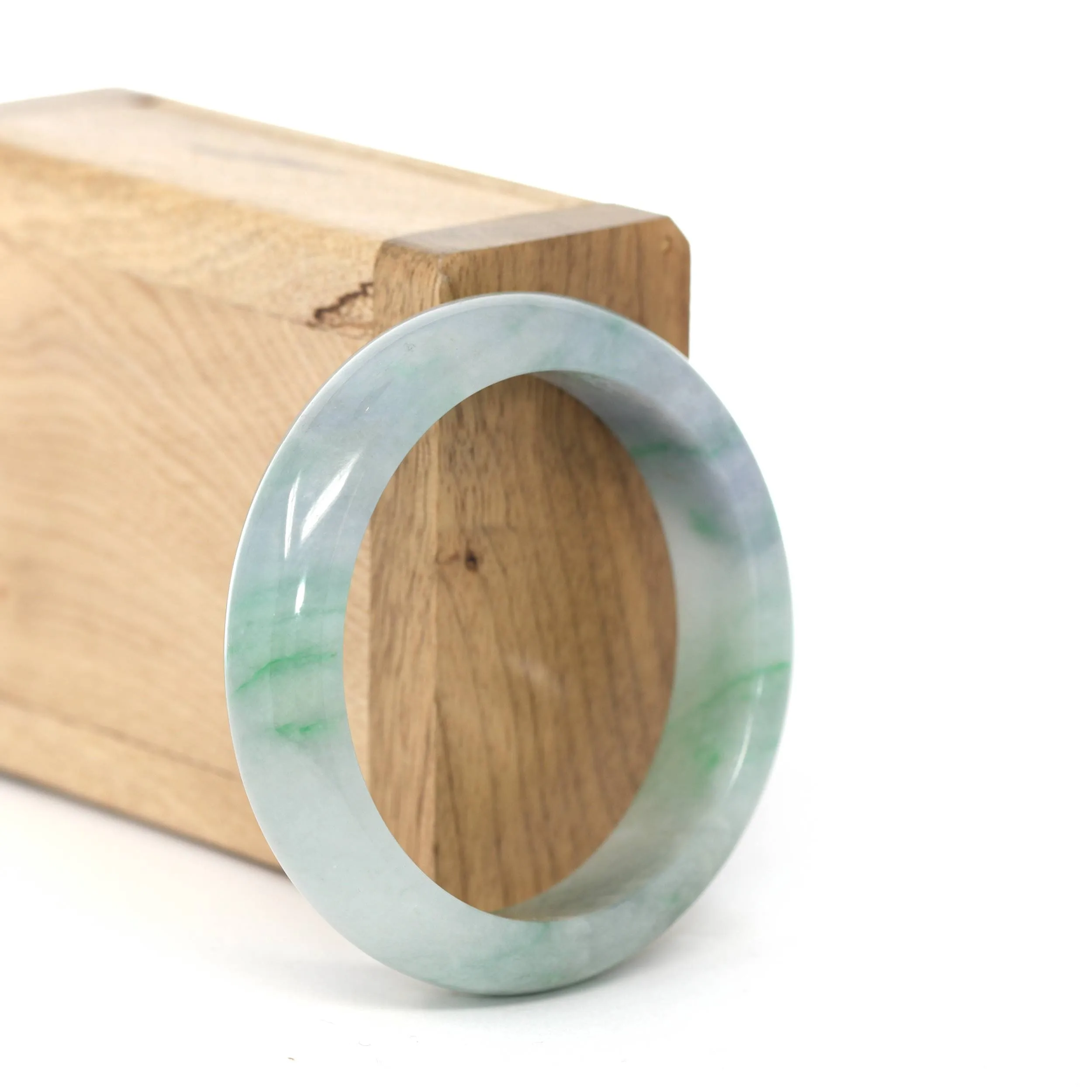 RealJade® Co. "Classic Bangle" Blue Green Natural Burmese Jadeite Jade Bangle ( 52.61 mm )  #245