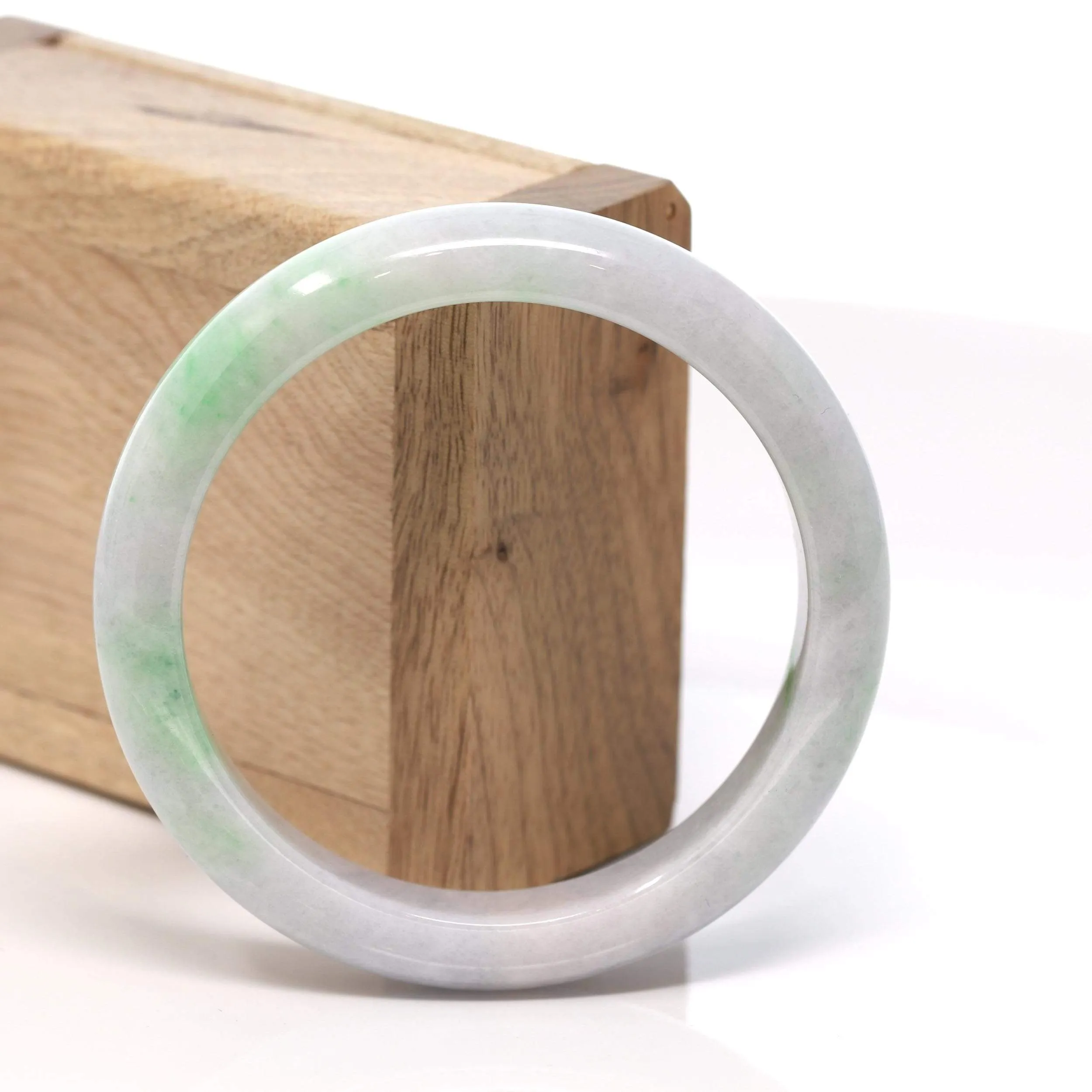 RealJade® "Classic Bangle" Genuine Burmese Green Jadeite Jade Bangle Bracelet (58.28 mm) #135