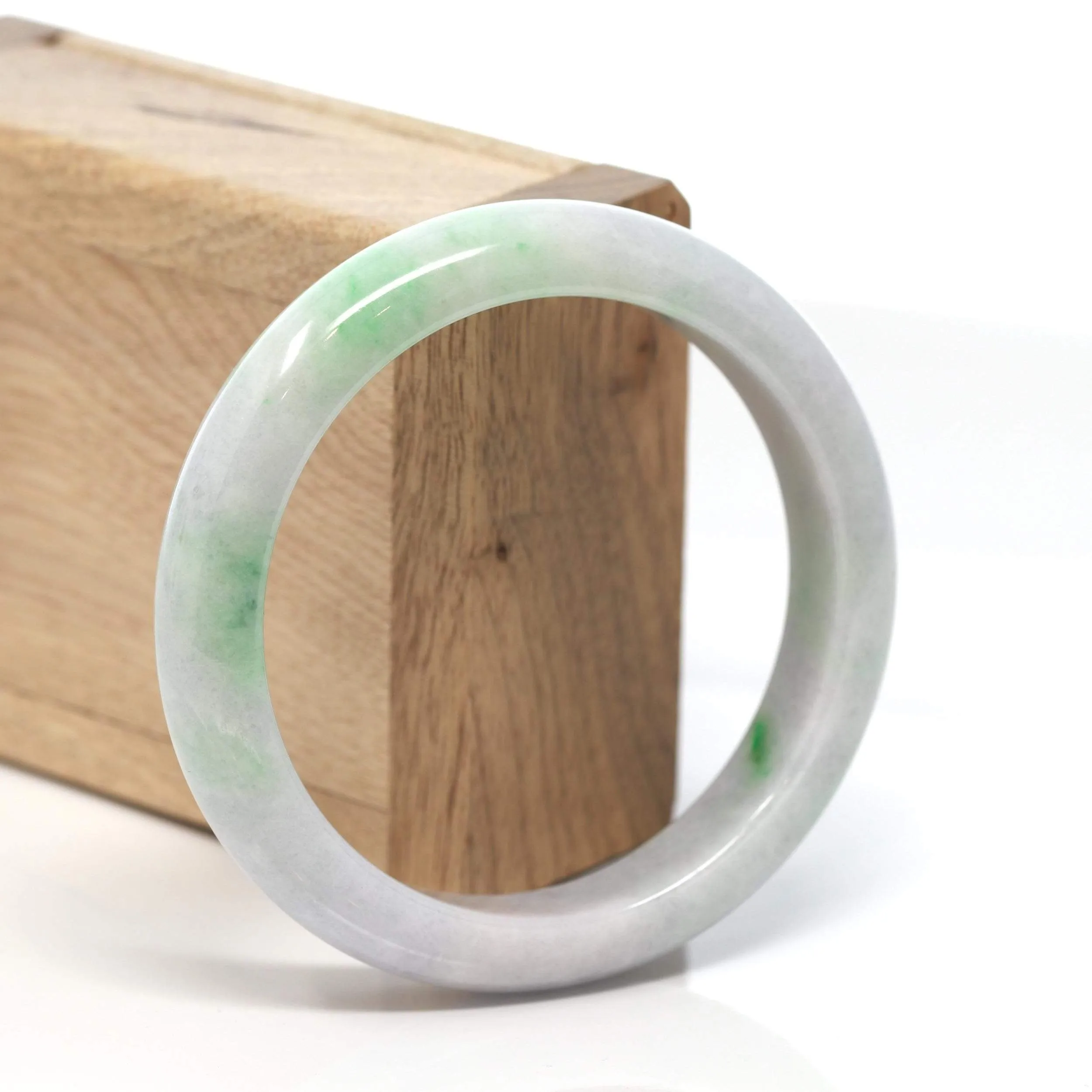 RealJade® "Classic Bangle" Genuine Burmese Green Jadeite Jade Bangle Bracelet (58.28 mm) #135