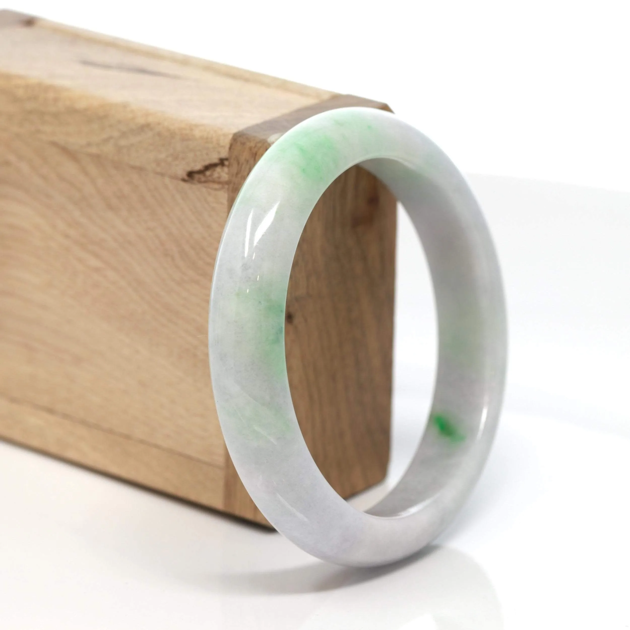 RealJade® "Classic Bangle" Genuine Burmese Green Jadeite Jade Bangle Bracelet (58.28 mm) #135
