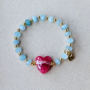 Rhodochrosite & Aquamarine Bracelet