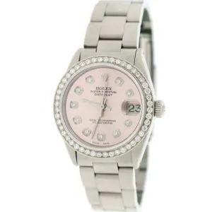 Rolex Datejust Midsize 31mm Steel Oyster Watch w/Coral Pink Dial &amp; Diamond Bezel TFJ-142508140