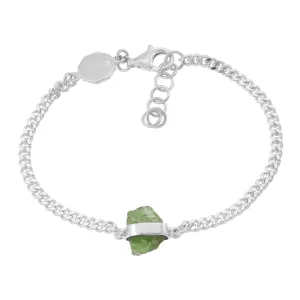 ROUGH GEM CHAIN BRACELET - PERIDOT - SILVER