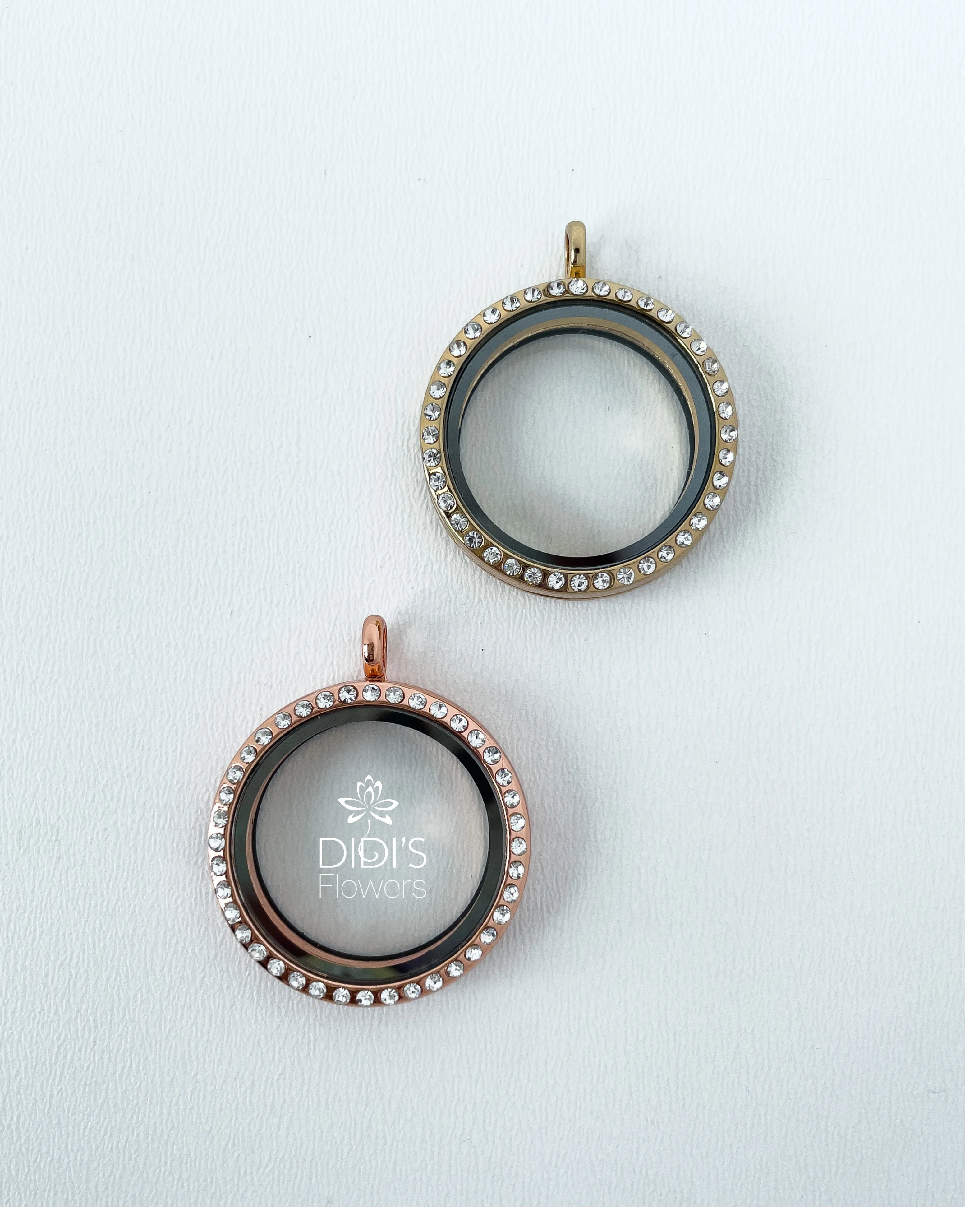 Round Locket With Rhinestones