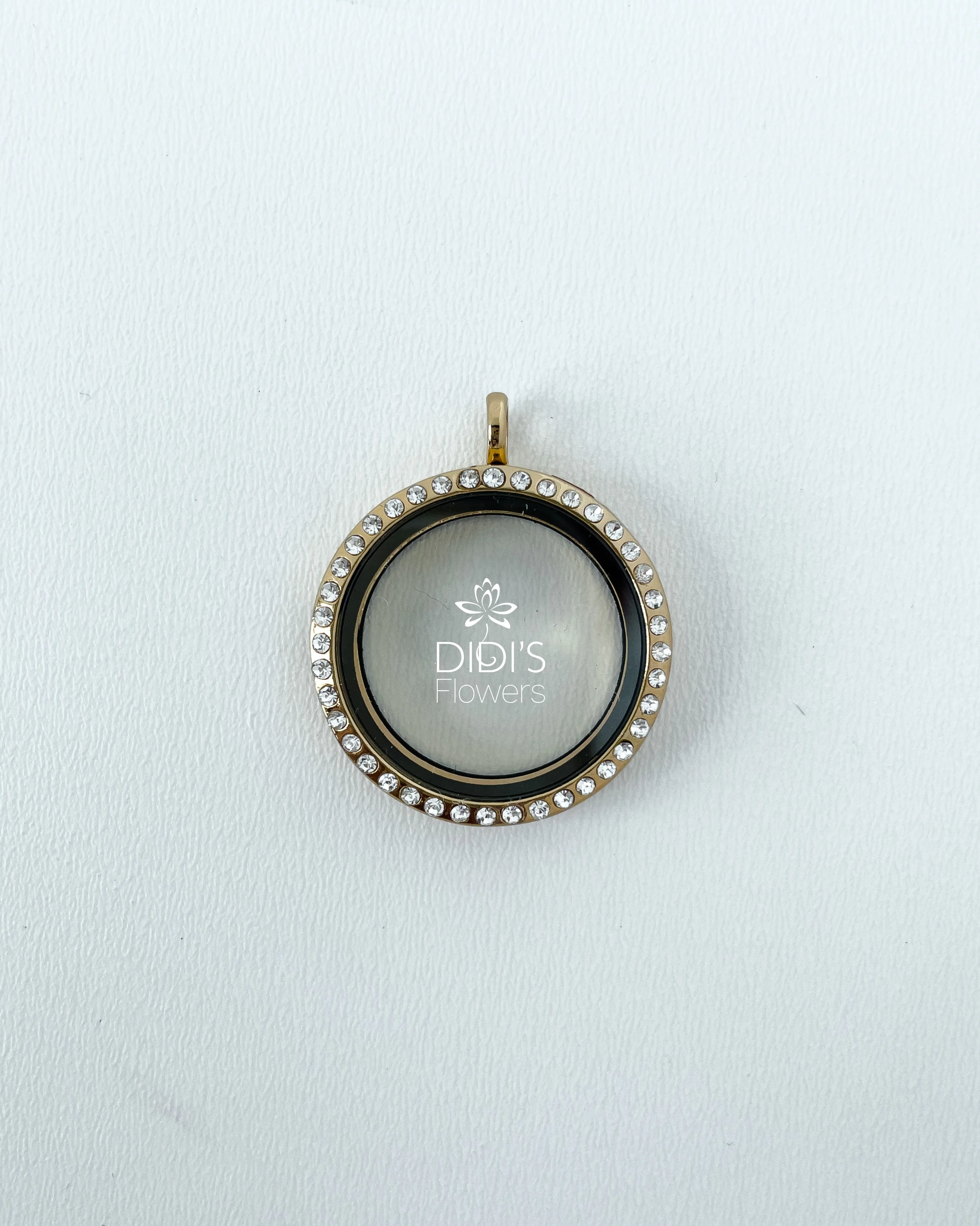 Round Locket With Rhinestones