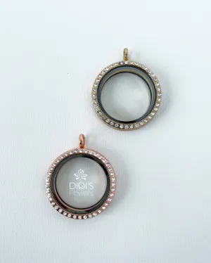 Round Locket With Rhinestones