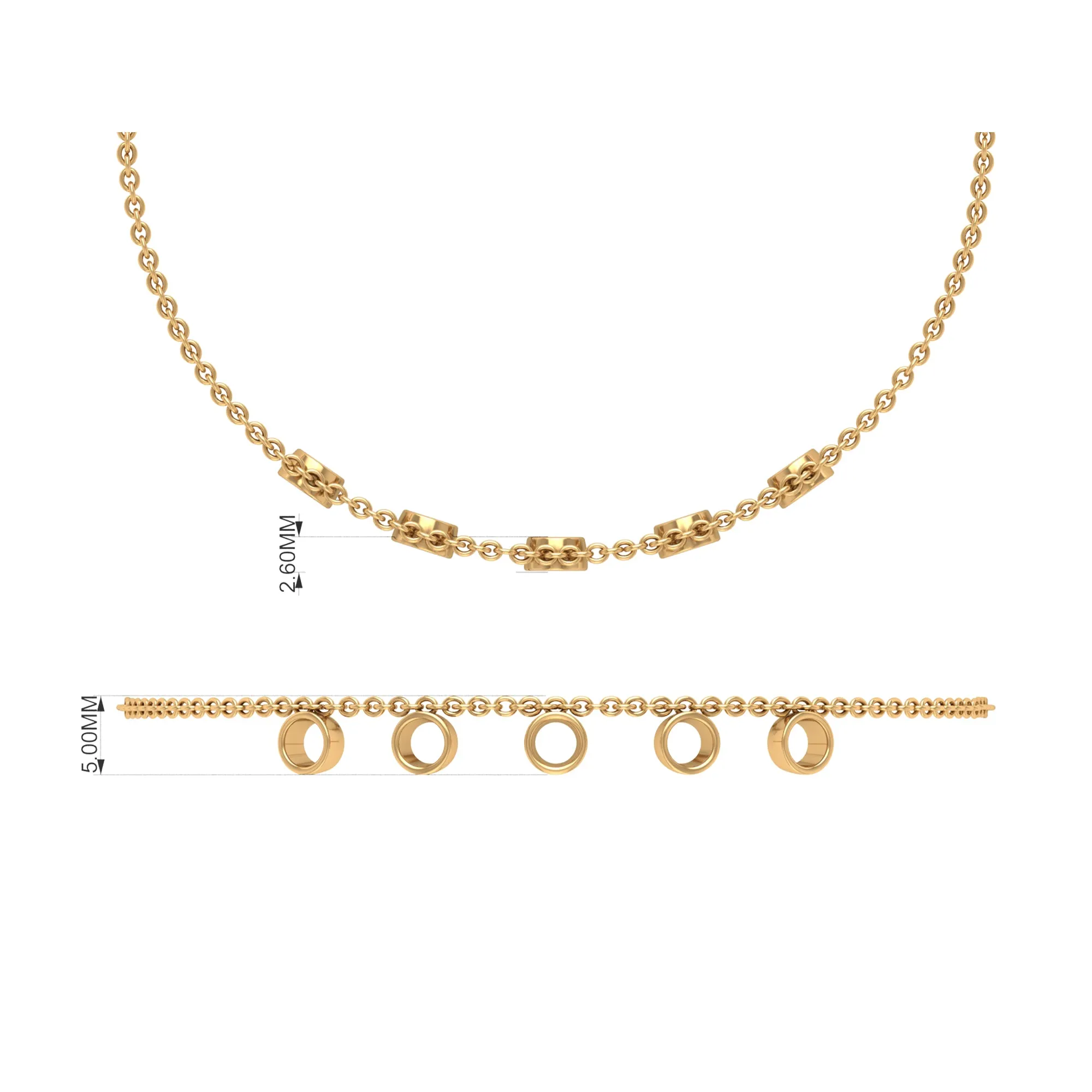 Round Pink Sapphire Station Chain Bracelet