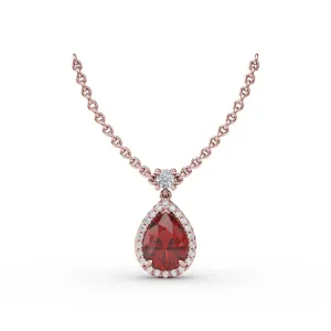 Ruby and Diamond Teardrop Necklace