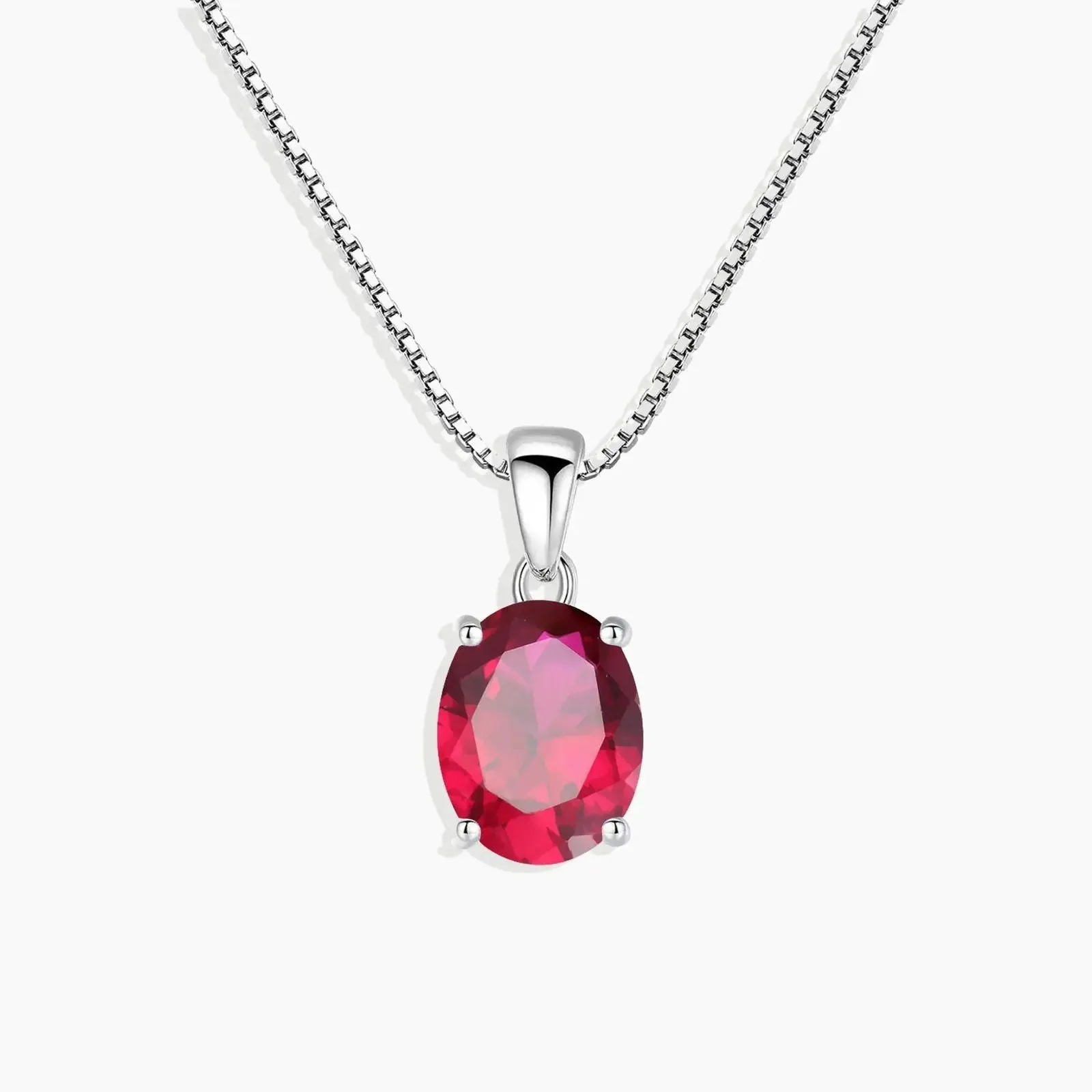 Ruby Oval Shape Pendant Necklace in 925 Sterling Silver - Irosk Australia ®