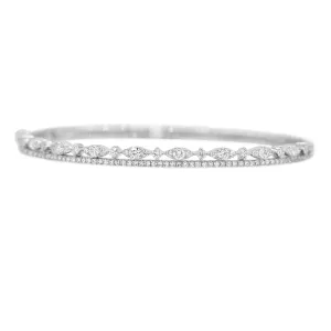 Scalloped Diamond Bangle in 14KT White Gold ( 1.29ct tw dia )