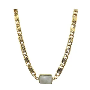 Semi Precious Bezel Set Rectangle on Scroll Chain: Moonstone (NCG4807MN)