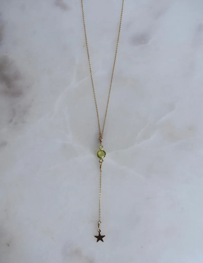 Shooting Star Green Peridot Lariat