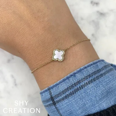 Shy Creation .07ctw Diamond Clover Bracelet