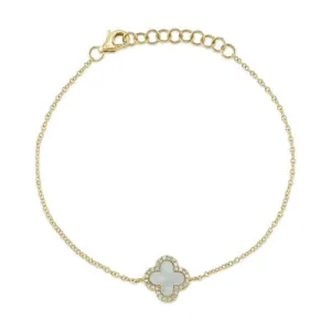 Shy Creation .07ctw Diamond Clover Bracelet