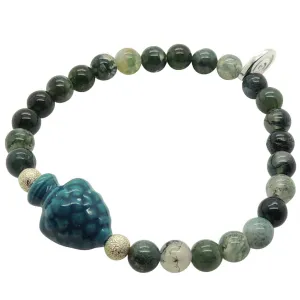 Sicilian Pine Cone Charm Gemstone Bead Bracelet