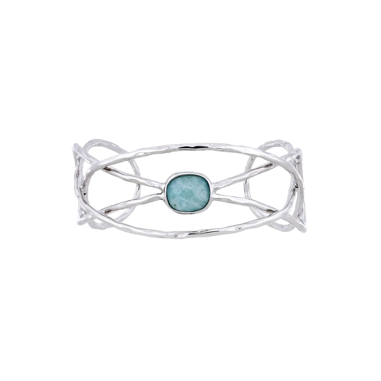 Silver & Amazonite Twisting Statement Cuff
