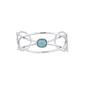 Silver & Amazonite Twisting Statement Cuff