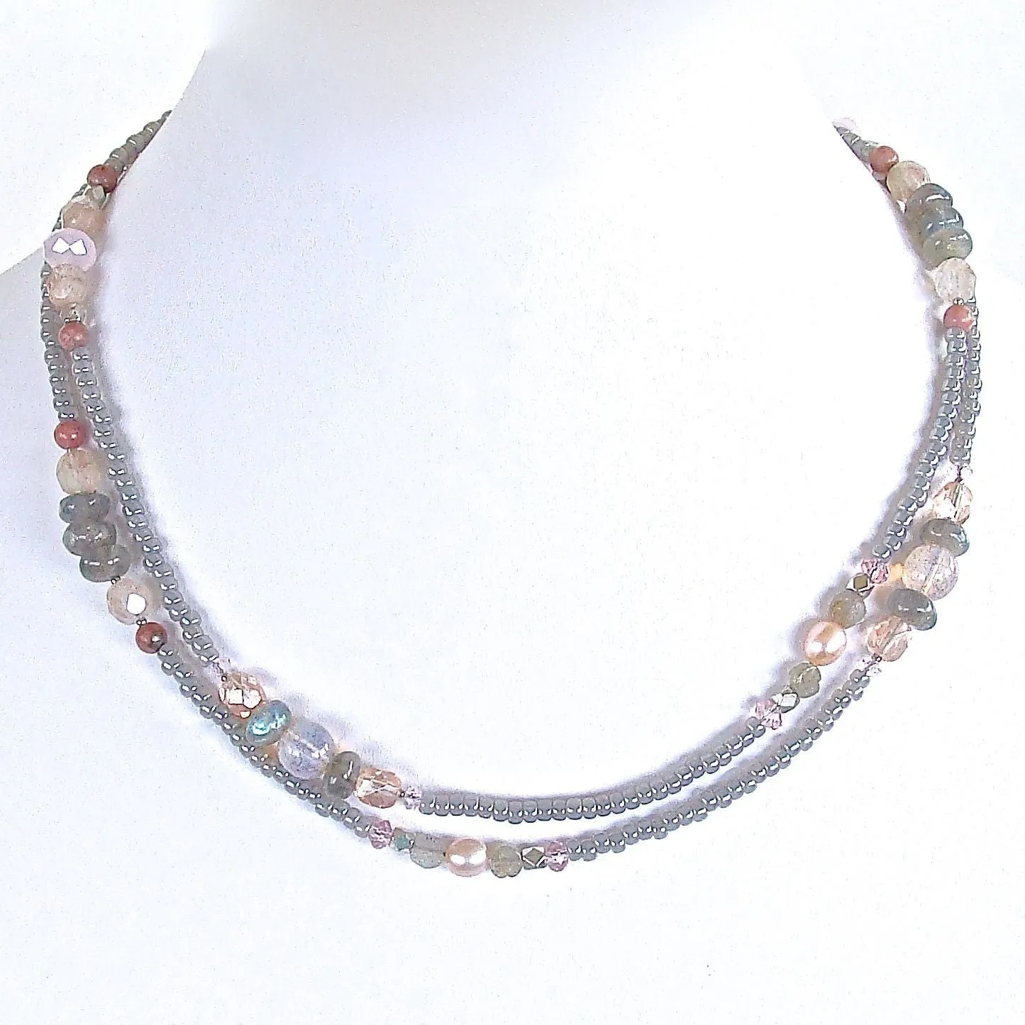 Silver Blush: 32" Labradorite Wrap Bracelet