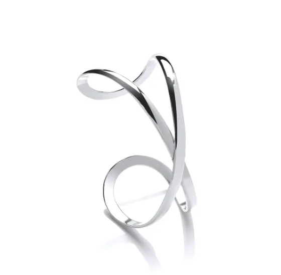 Silver Crossover Ribbon Bangle