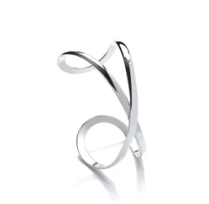 Silver Crossover Ribbon Bangle
