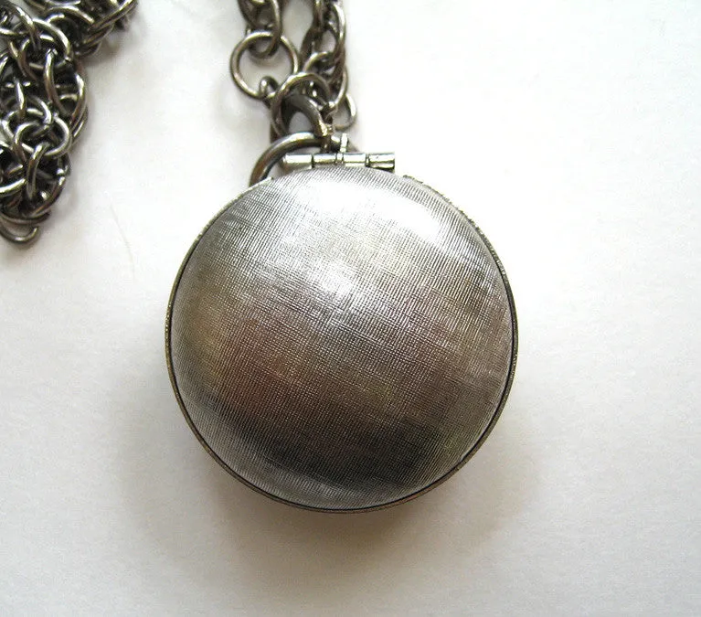 Silver-tone Engraved Locket Pendant