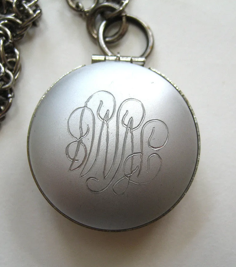 Silver-tone Engraved Locket Pendant