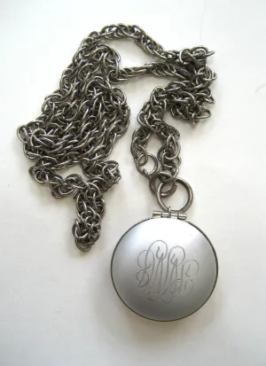 Silver-tone Engraved Locket Pendant