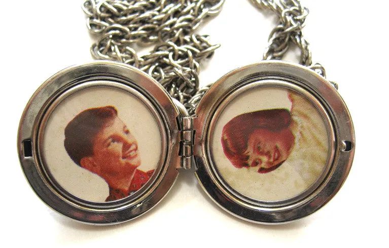 Silver-tone Engraved Locket Pendant