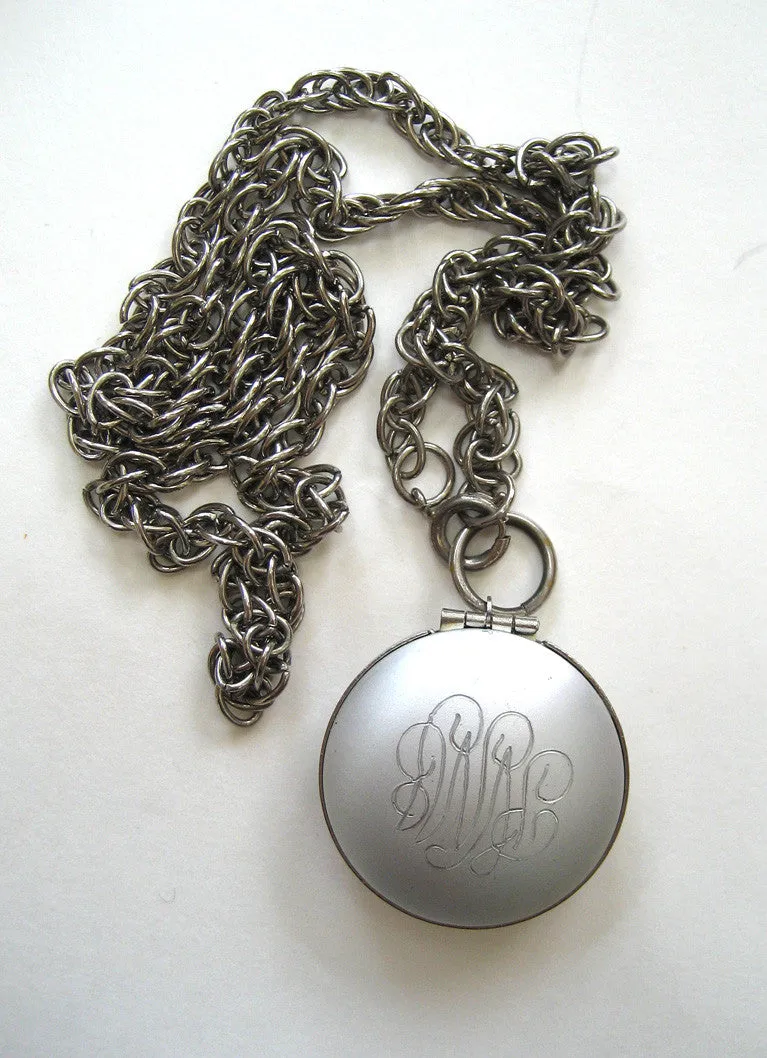 Silver-tone Engraved Locket Pendant