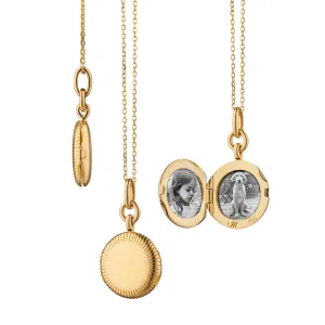 Slim "Nan" 18K Gold Locket Necklace with Engraved Accents
