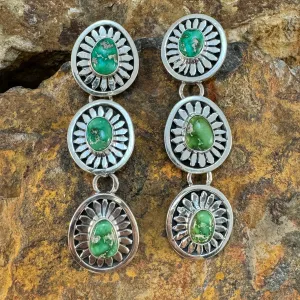 Sonoran Gold 3-Tier Sterling Silver Post Drop Earrings by Leonard Nez