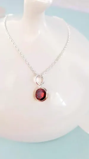 Sterling Silver Ruby CZ Pendant Necklace