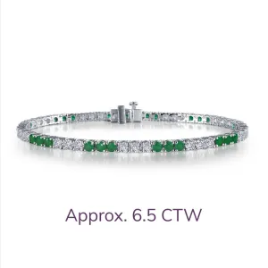 Sterling Silver Simulated Diamond & Simulated Emerald Tennis Bracelet