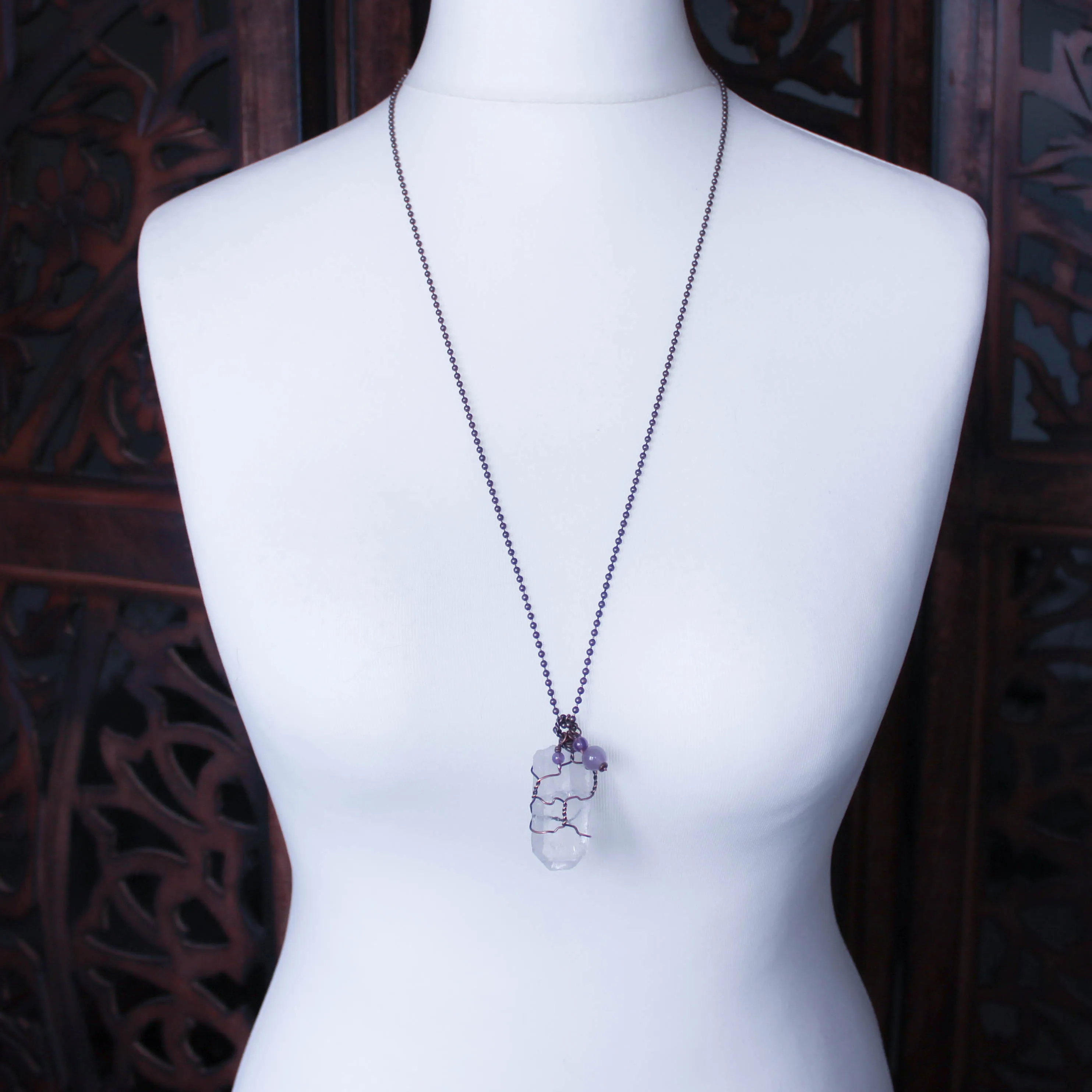 The Fey Totem. Raw Crystal Quartz Point Necklace.