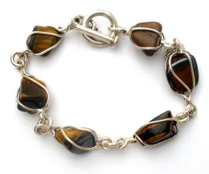Tiger's Eye Sterling Silver Bracelet Vintage