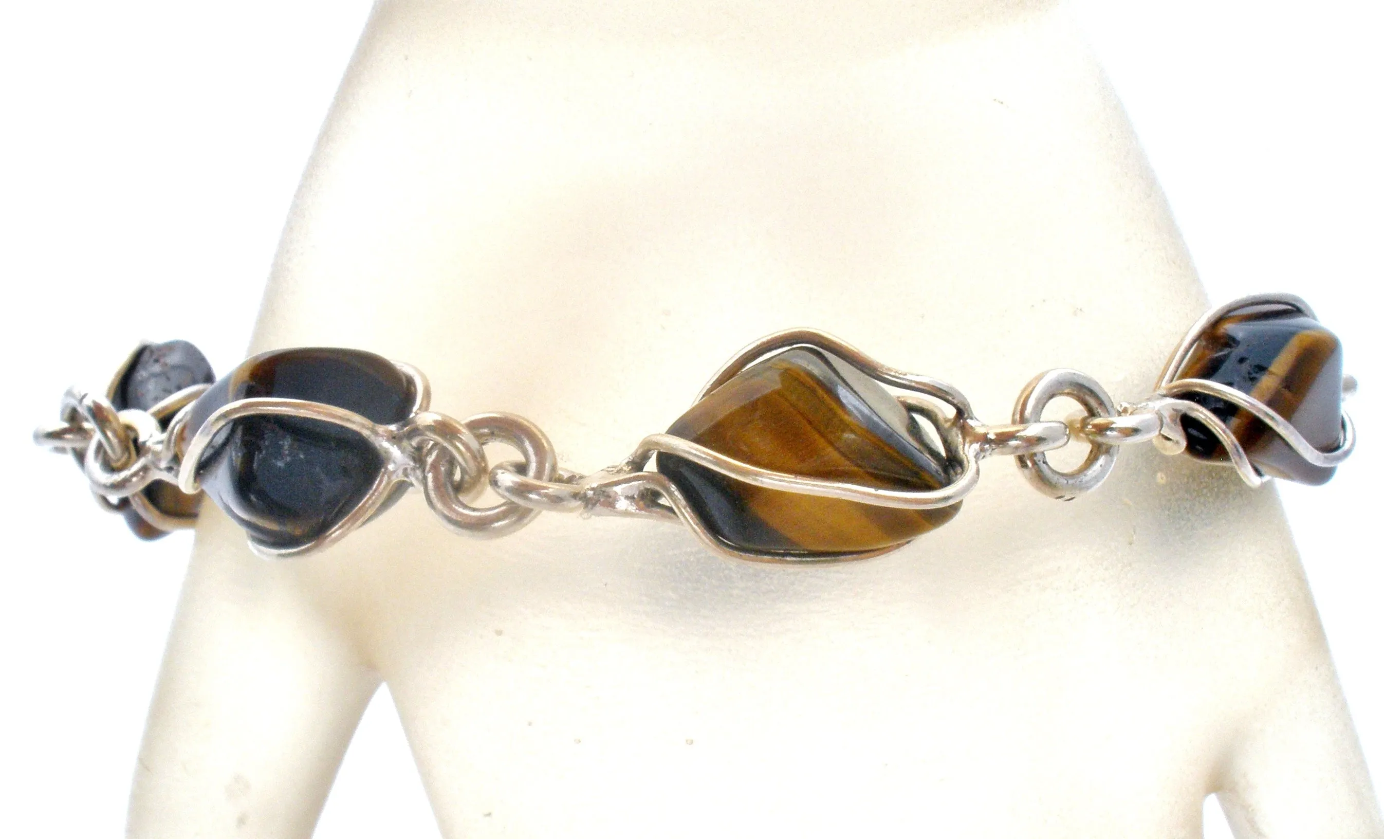 Tiger's Eye Sterling Silver Bracelet Vintage