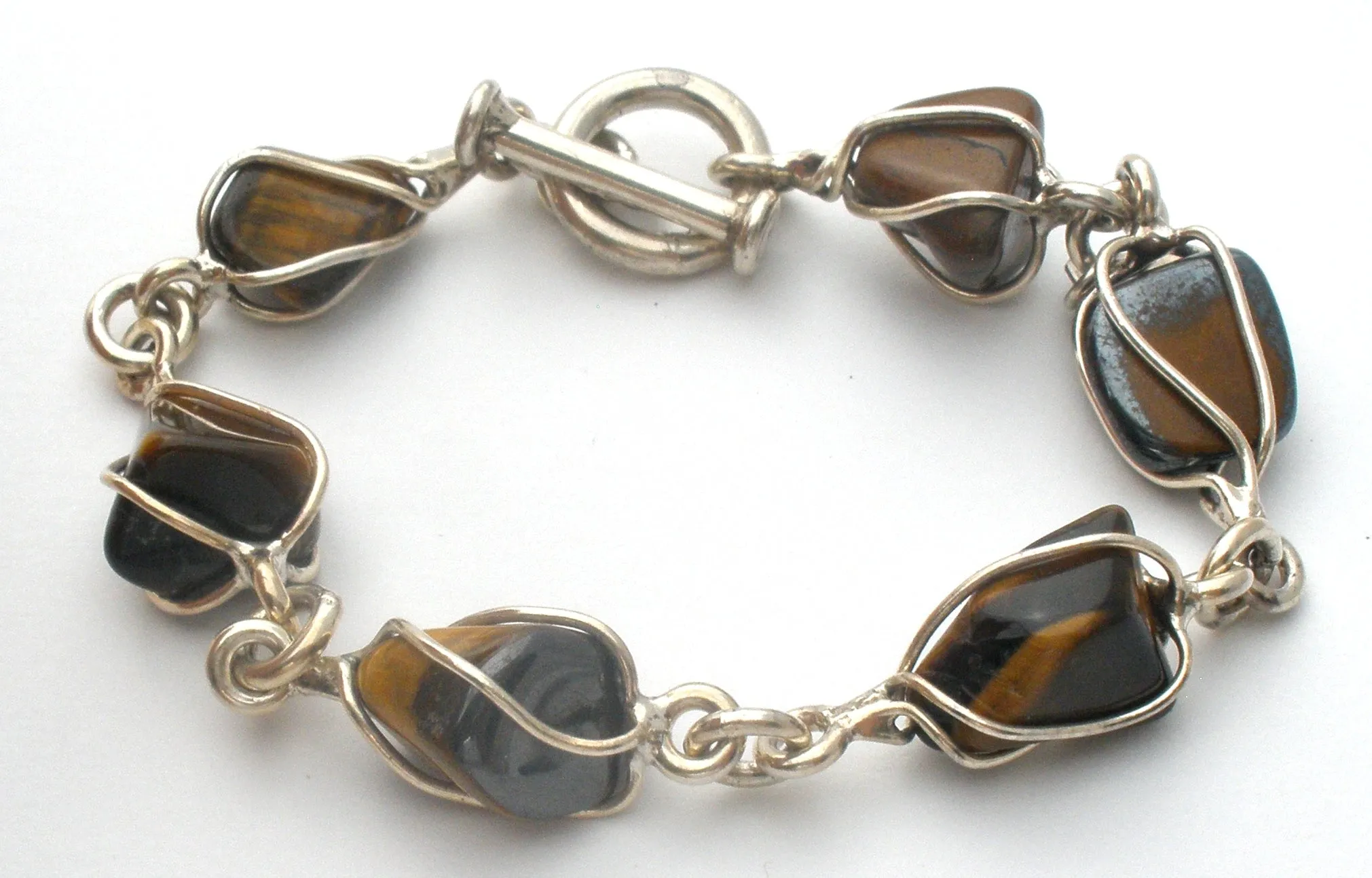 Tiger's Eye Sterling Silver Bracelet Vintage