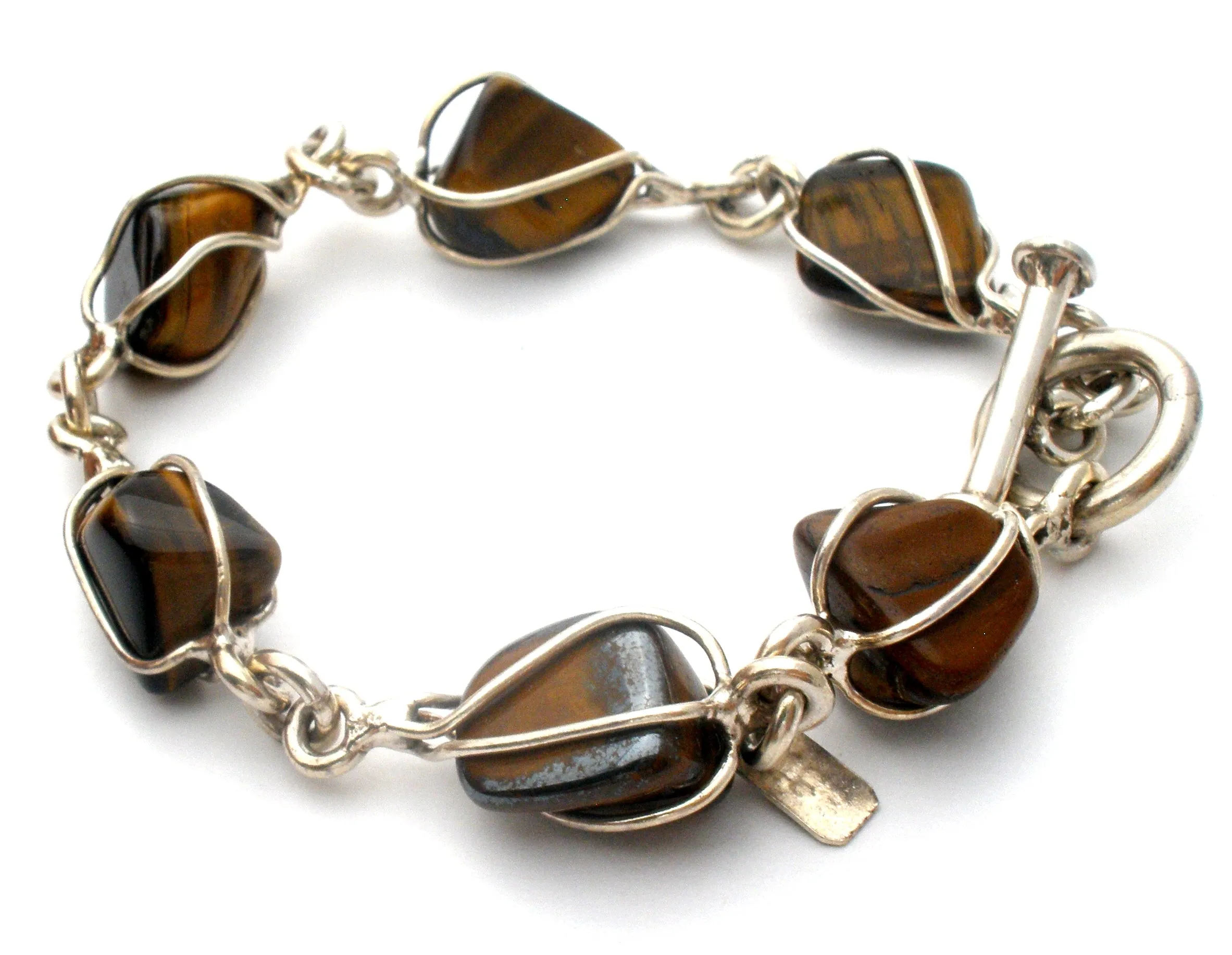 Tiger's Eye Sterling Silver Bracelet Vintage