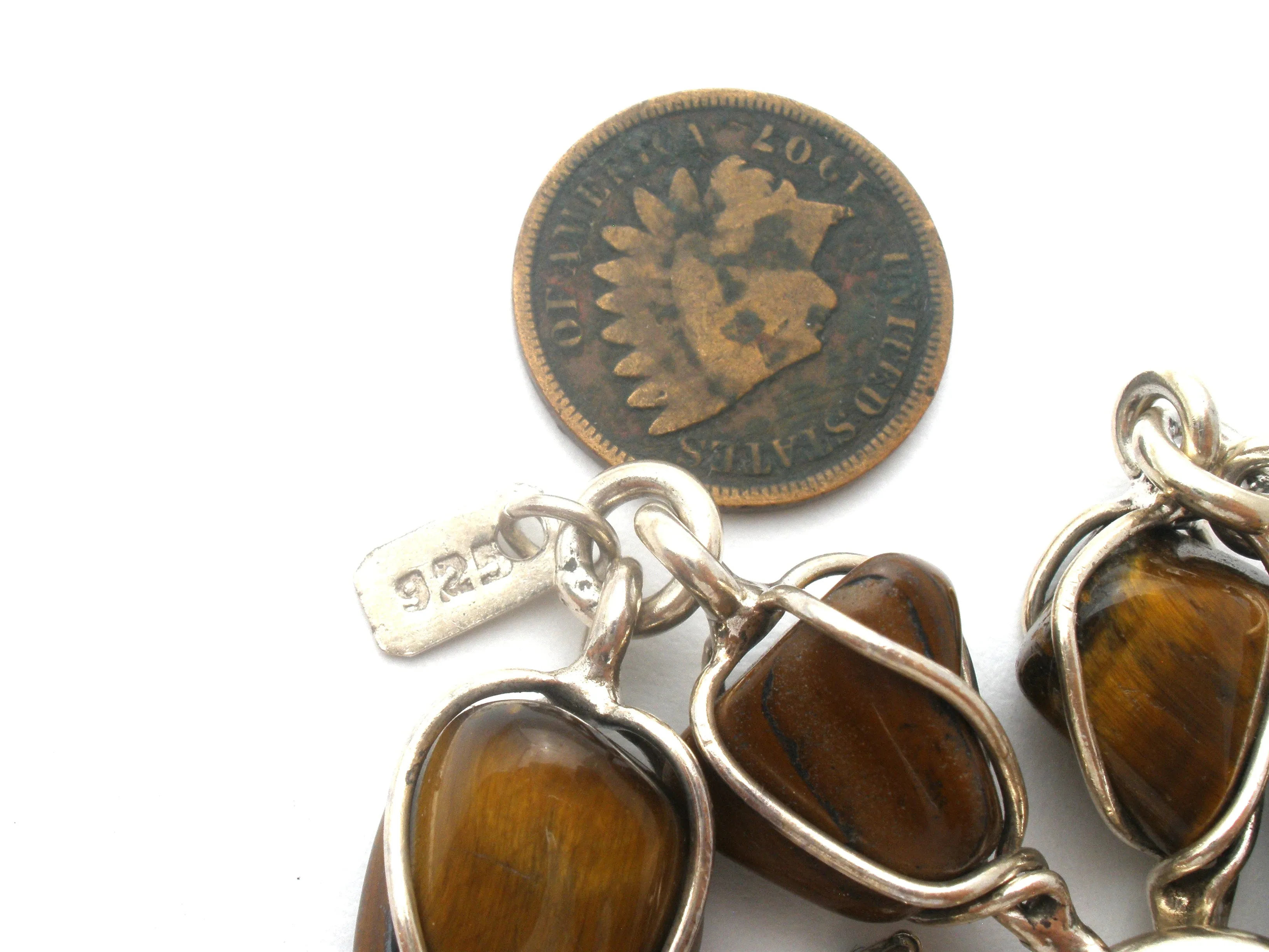 Tiger's Eye Sterling Silver Bracelet Vintage