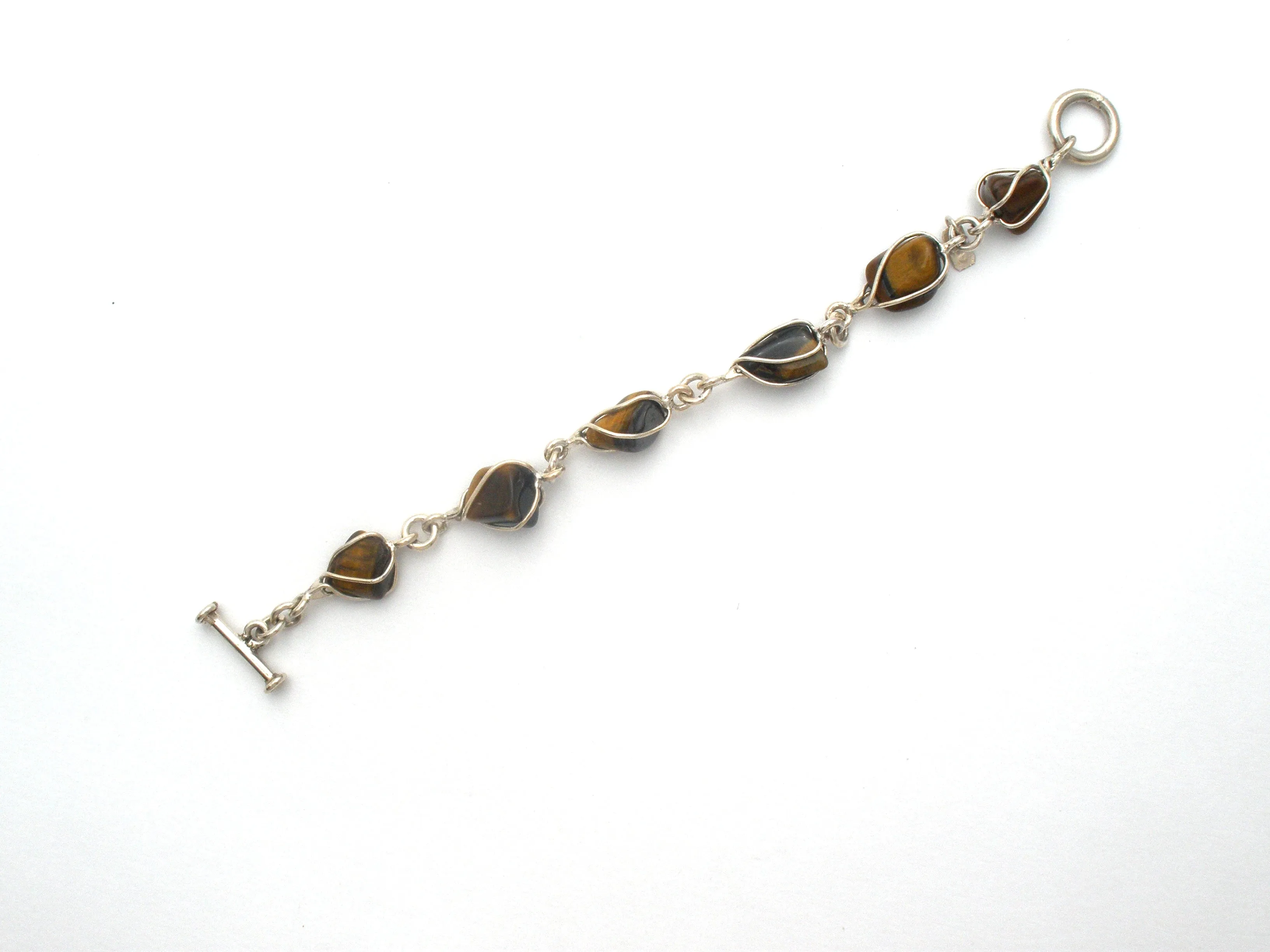 Tiger's Eye Sterling Silver Bracelet Vintage