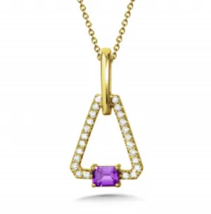 Triangular Amethyst and Diamond Pendant